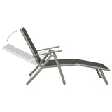 Folding Sun Lounger Textilene and Aluminium Black and Silver - 45-Degree Angle