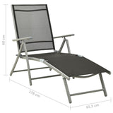 Folding Sun Lounger Textilene and Aluminium Black and Silver - Extra Image
