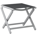 Folding Footrest Black and Silver Textilene and Aluminium - Front View
