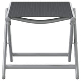 Folding Footrest Black and Silver Textilene and Aluminium - Side View