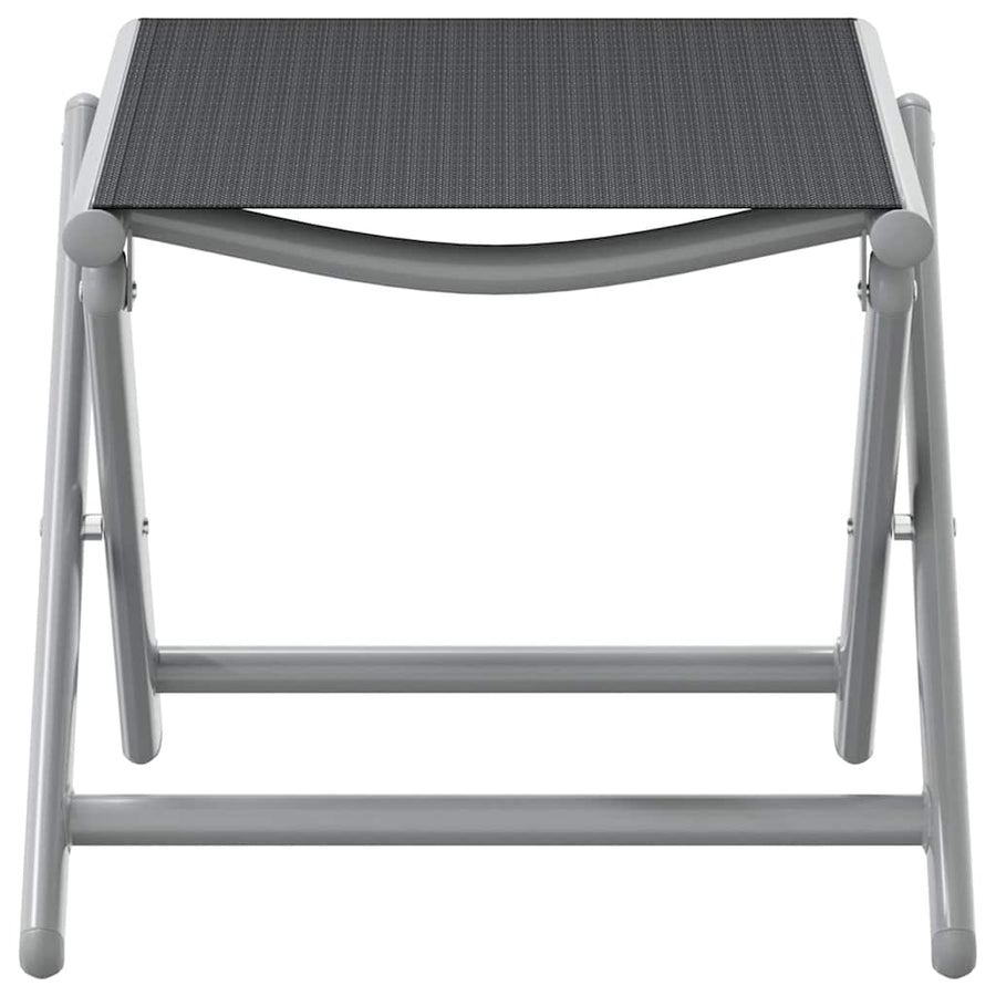 Folding Footrest Black and Silver Textilene and Aluminium