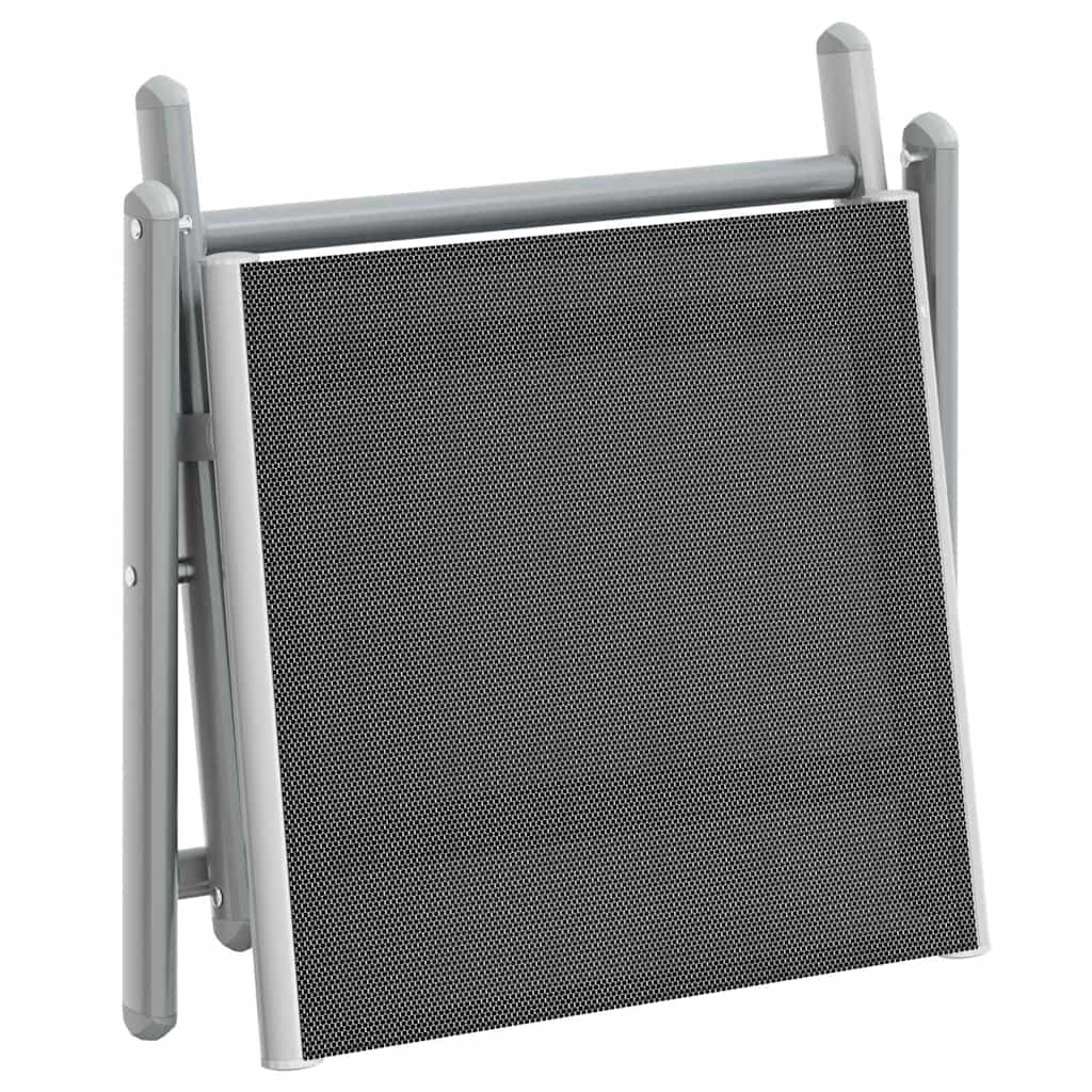 Folding Footrest Black and Silver Textilene and Aluminium
