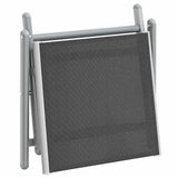 Folding Footrest Black and Silver Textilene and Aluminium