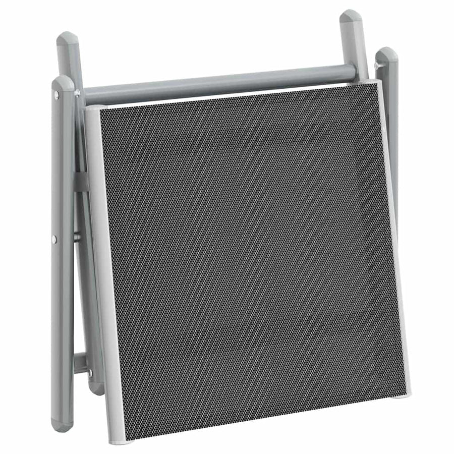 Folding Footrest Black and Silver Textilene and Aluminium