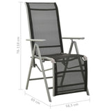 Reclining Garden Chair Textilene and Aluminium Silver - Low Angle