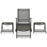 3 Piece Garden Lounge Set Textilene and Aluminium Black - Front View