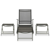 3 Piece Garden Lounge Set Textilene and Aluminium Silver - Front View