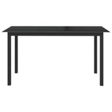 Garden Table Black 150x90x74 cm Aluminium and Glass - Front View