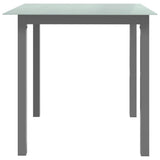 Garden Table Light Grey 80x80x74 cm Aluminium and Glass - Side View