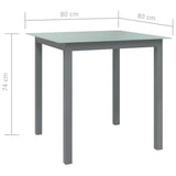 Garden Table Light Grey 80x80x74 cm Aluminium and Glass - 45-Degree Angle