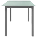 Garden Table Light Grey 150x90x74 cm Aluminium and Glass - Side View