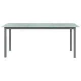 Garden Table Light Grey 190x90x74 cm Aluminium and Glass - Front View