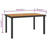 Garden Table Brown 140x90x74 cm Aluminium and WPC - 45-Degree Angle