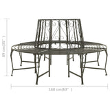 Garden Half Round Tree Bench 160 cm Steel