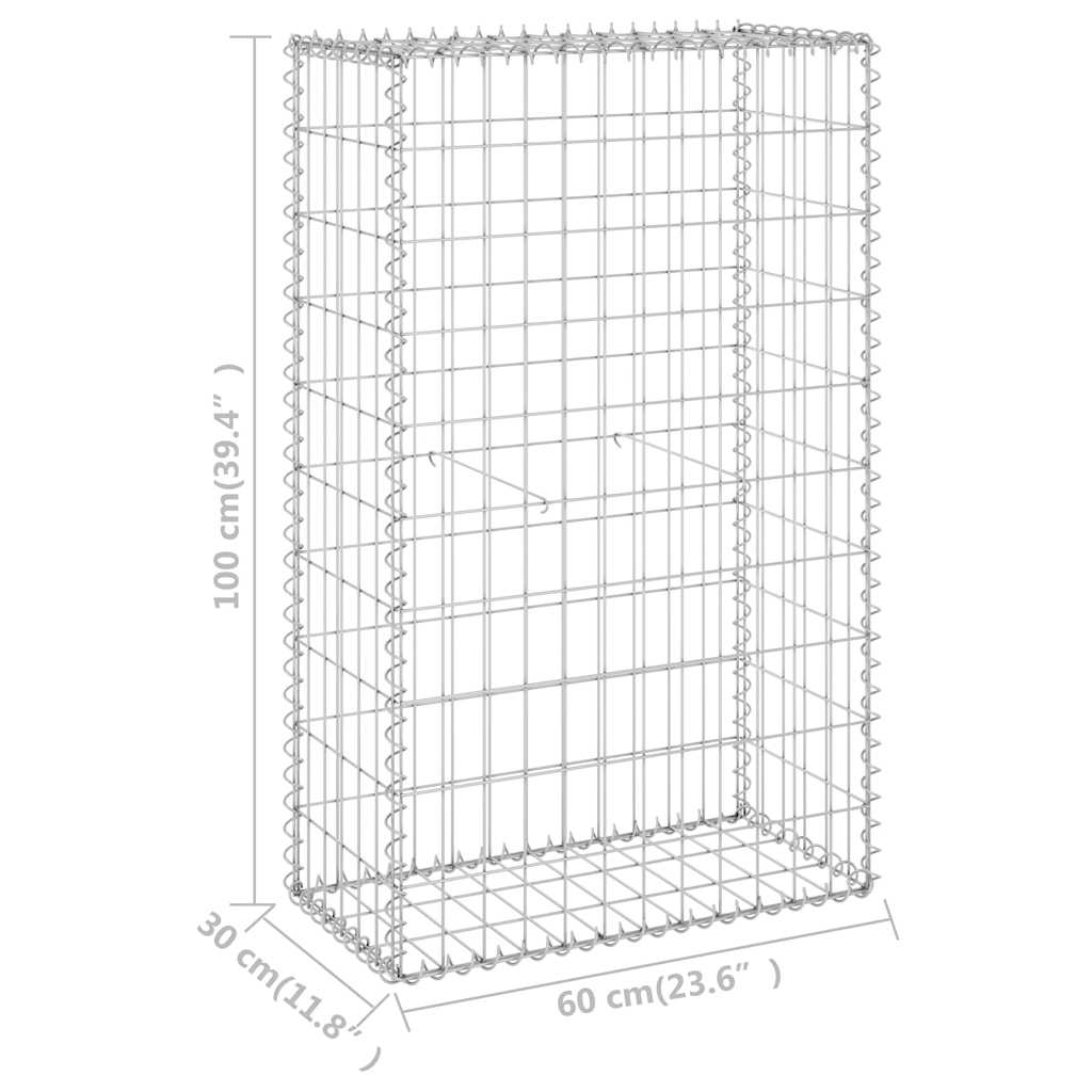 Gabion Wall with Covers Galvanised Steel 60x30x100 cm