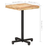 Bistro Table Square 50x50x75 cm Rough Mango Wood - Rear View