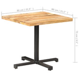 Bistro Table Square 80x80x75 cm Rough Mango Wood - Rear View