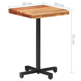 Bistro Table Square 50x50x75 cm Solid Acacia Wood - Rear View
