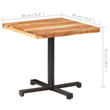 Bistro Table Square 80x80x75 cm Solid Acacia Wood - Rear View