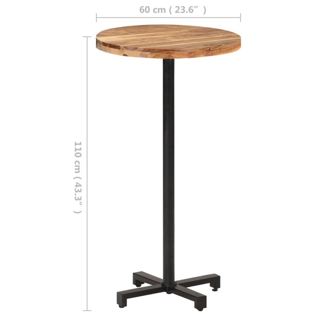 Bar Table Round Ø60x110 cm Solid Acacia Wood
