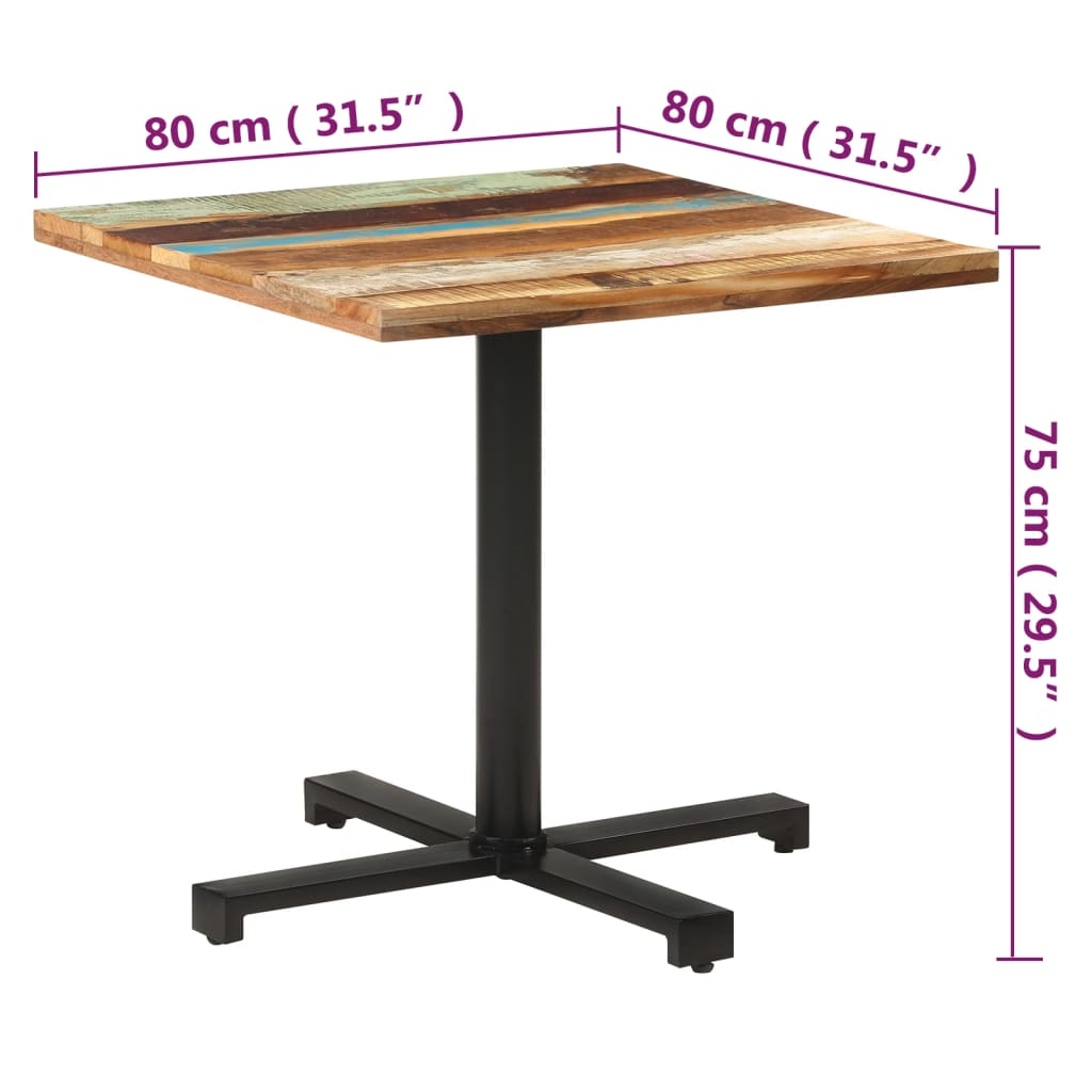 Bistro Table Square 80x80x75 cm Solid Reclaimed Wood
