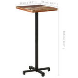 Bistro Table Square 50x50x110 cm Solid Reclaimed Wood - Rear View