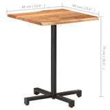 Bistro Table with Live Edges 60x60x75 cm Solid Acacia Wood