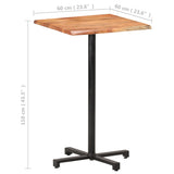 Bar Table with Live Edges 60x60x110 cm Solid Acacia Wood - 45-Degree Angle