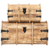 Storage Chests 2 Pieces Solid Mango Wood - Front View