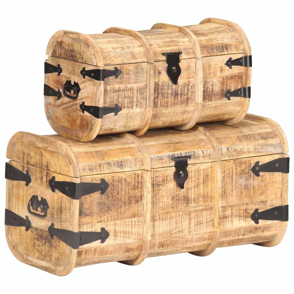 Storage Chests 2 Pieces Solid Mango Wood