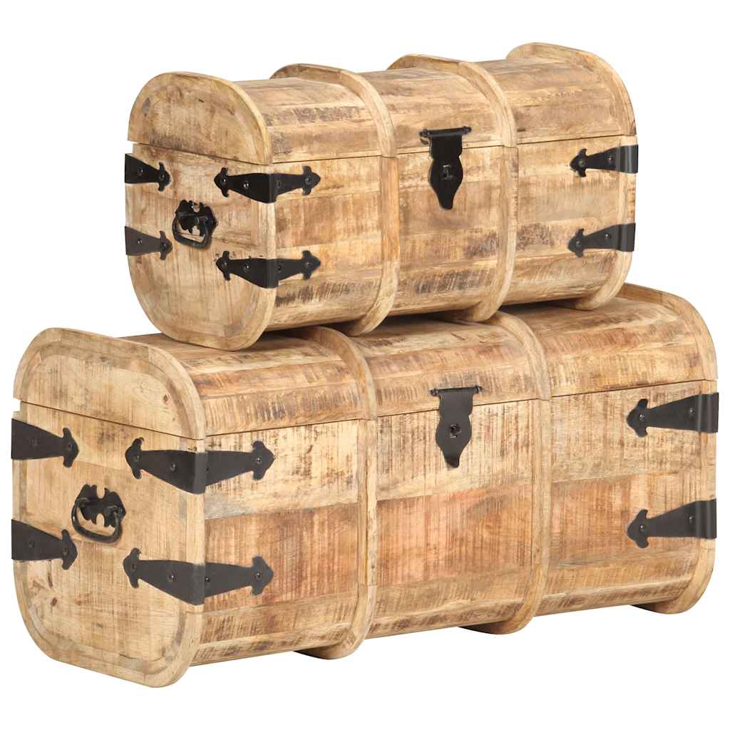 Storage Chests 2 Pieces Solid Mango Wood