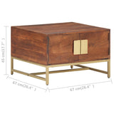 Coffee Table Honey Brown 67x67x45 cm Solid Acacia Wood - Close-Up Angle