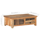 Coffee Table 90x50x31 cm Solid Reclaimed Wood - Close-Up Angle
