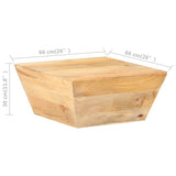 Coffee Table V-shape 66x66x30 cm Solid Mango Wood - Rear View