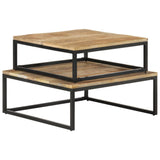 Nesting Coffee Tables 2 pcs Solid Mango Wood - Front View