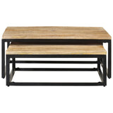 Nesting Coffee Tables 2 pcs Solid Mango Wood - Side View