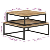 Nesting Coffee Tables 2 pcs Solid Mango Wood - Rear View
