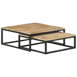 Nesting Coffee Tables 2 pcs Solid Mango Wood - Close-Up Angle