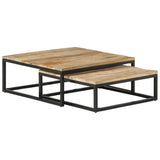 Nesting Coffee Tables 2 pcs Solid Mango Wood - Low Angle