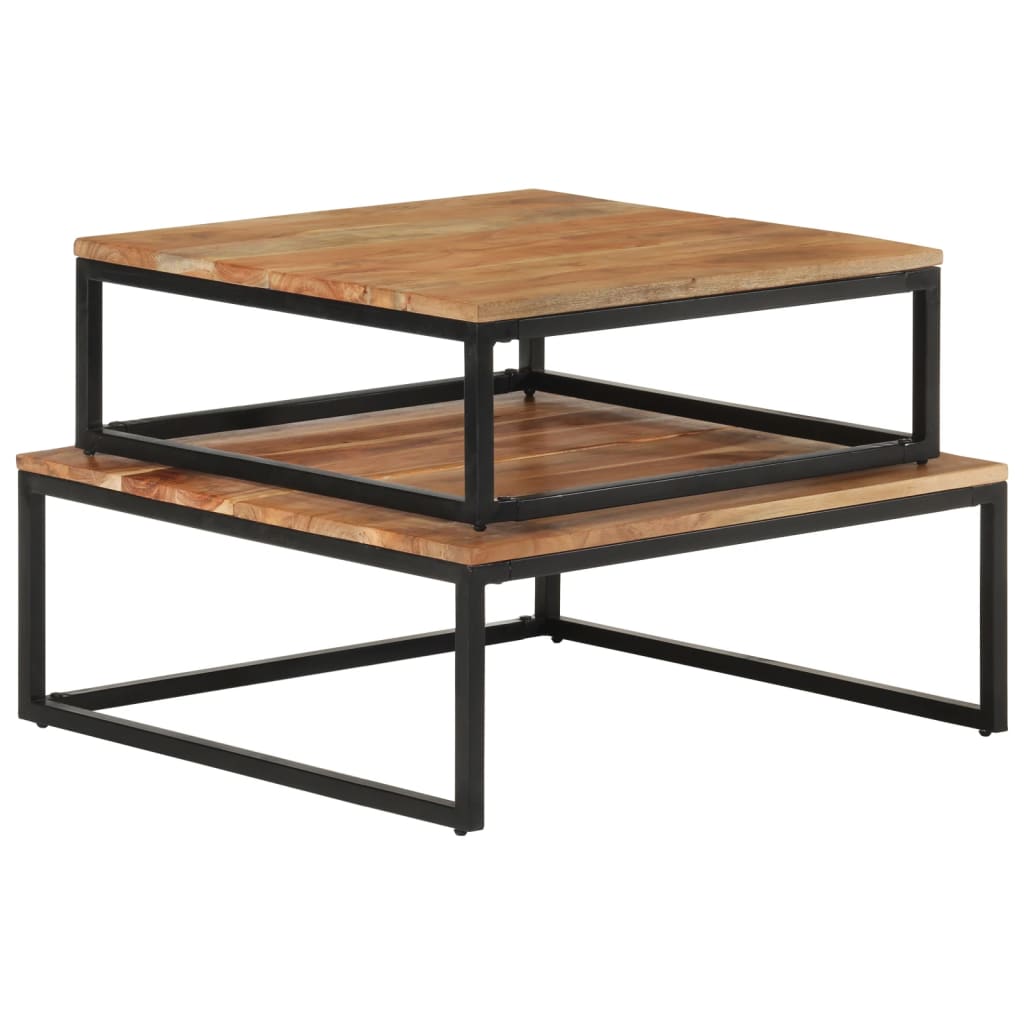 Nesting Coffee Tables 2 Pcs Solid Acacia Wood