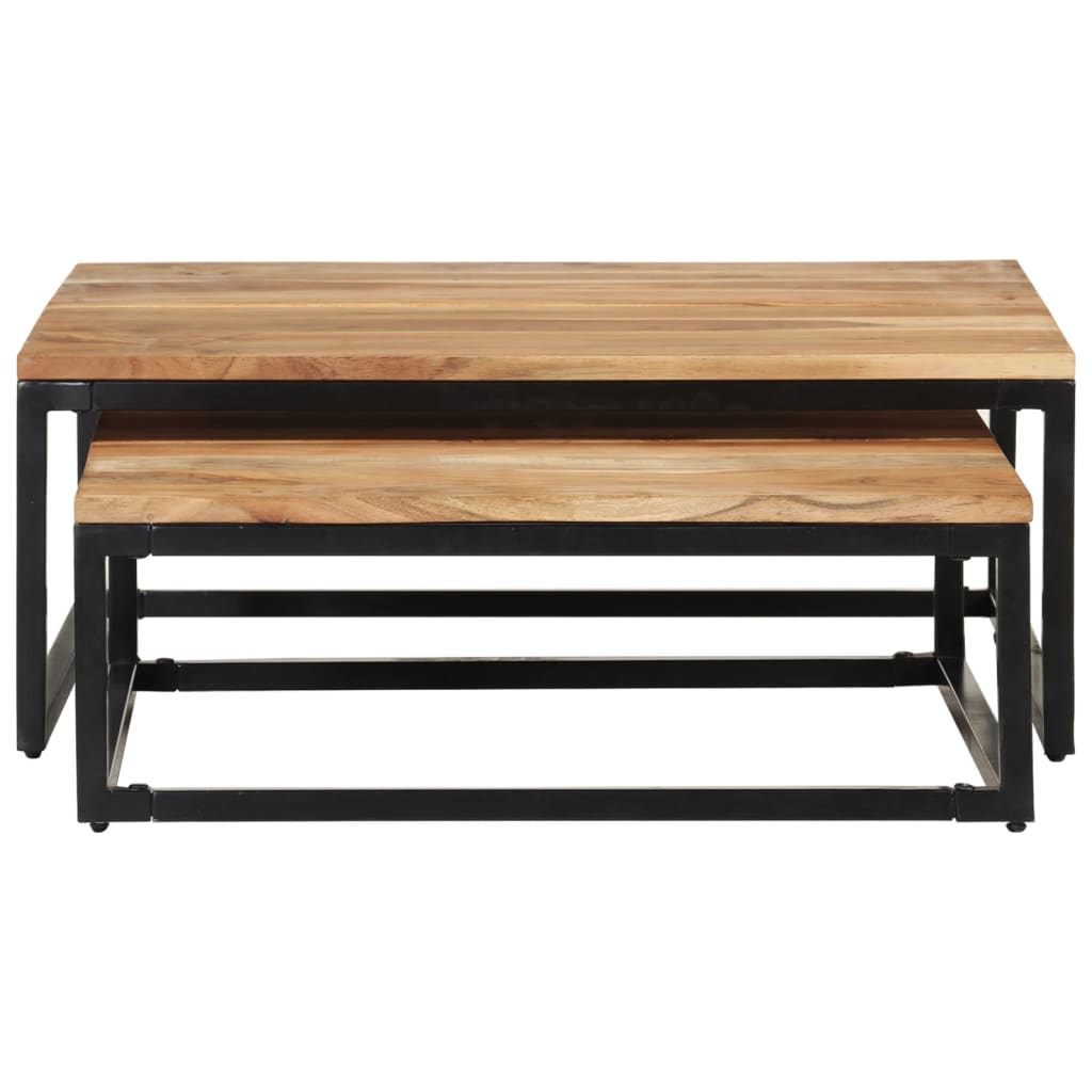 Nesting Coffee Tables 2 Pcs Solid Acacia Wood