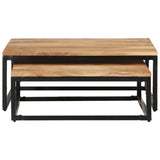 Nesting Coffee Tables 2 Pcs Solid Acacia Wood - Side View