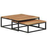 Nesting Coffee Tables 2 Pcs Solid Acacia Wood - Low Angle