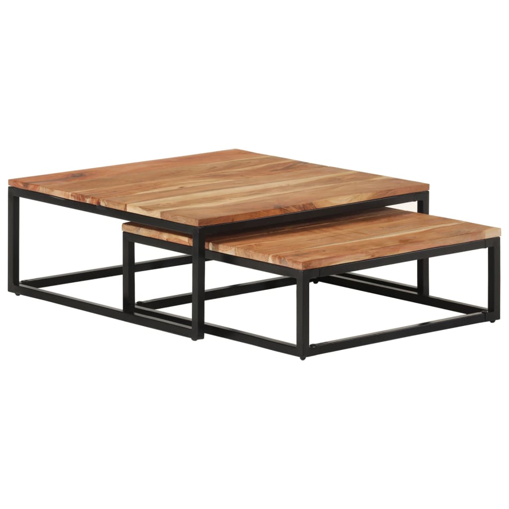 Nesting Coffee Tables 2 Pcs Solid Acacia Wood