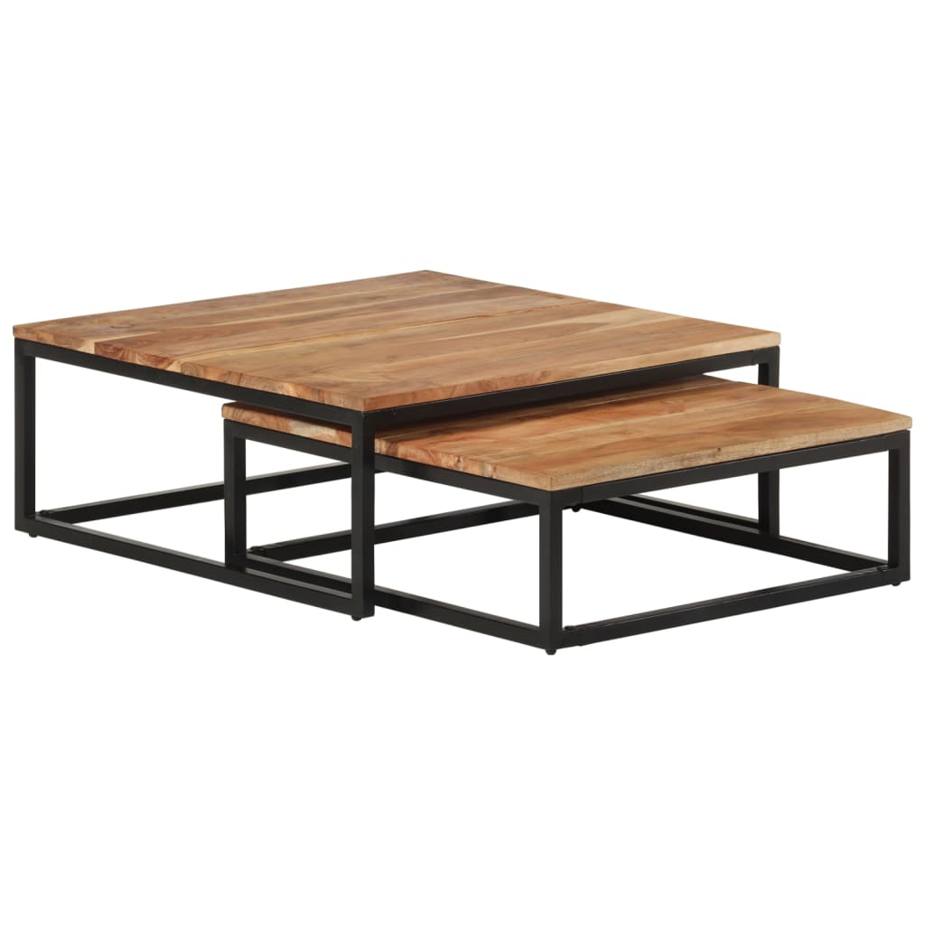 Nesting Coffee Tables 2 Pcs Solid Acacia Wood