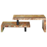 2 Piece Coffee Table Set Solid Reclaimed Wood - Side View