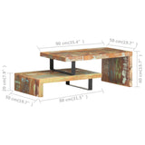 2 Piece Coffee Table Set Solid Reclaimed Wood - Low Angle