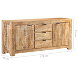 Sideboard 175x40x75 cm Rough Mango Wood - Close-Up Angle