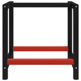 Work Bench Frame Metal 80x57x79 cm Black and Red