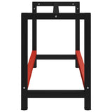 Work Bench Frame Metal 150x57x79 cm Black and Red - Side View